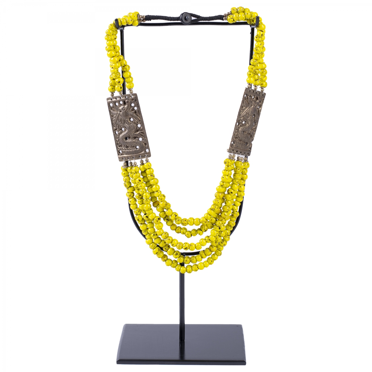 Этническое ожерелье на подставке Yellow Balls
