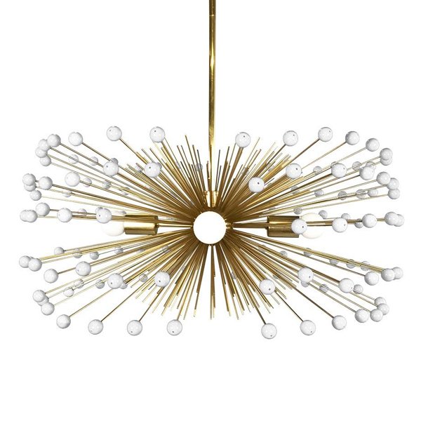White Beaded Urchin Chandelier Sputnik