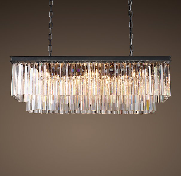 Люстра RH 1920s Odeon Clear Glass Fringe Grey iron 90