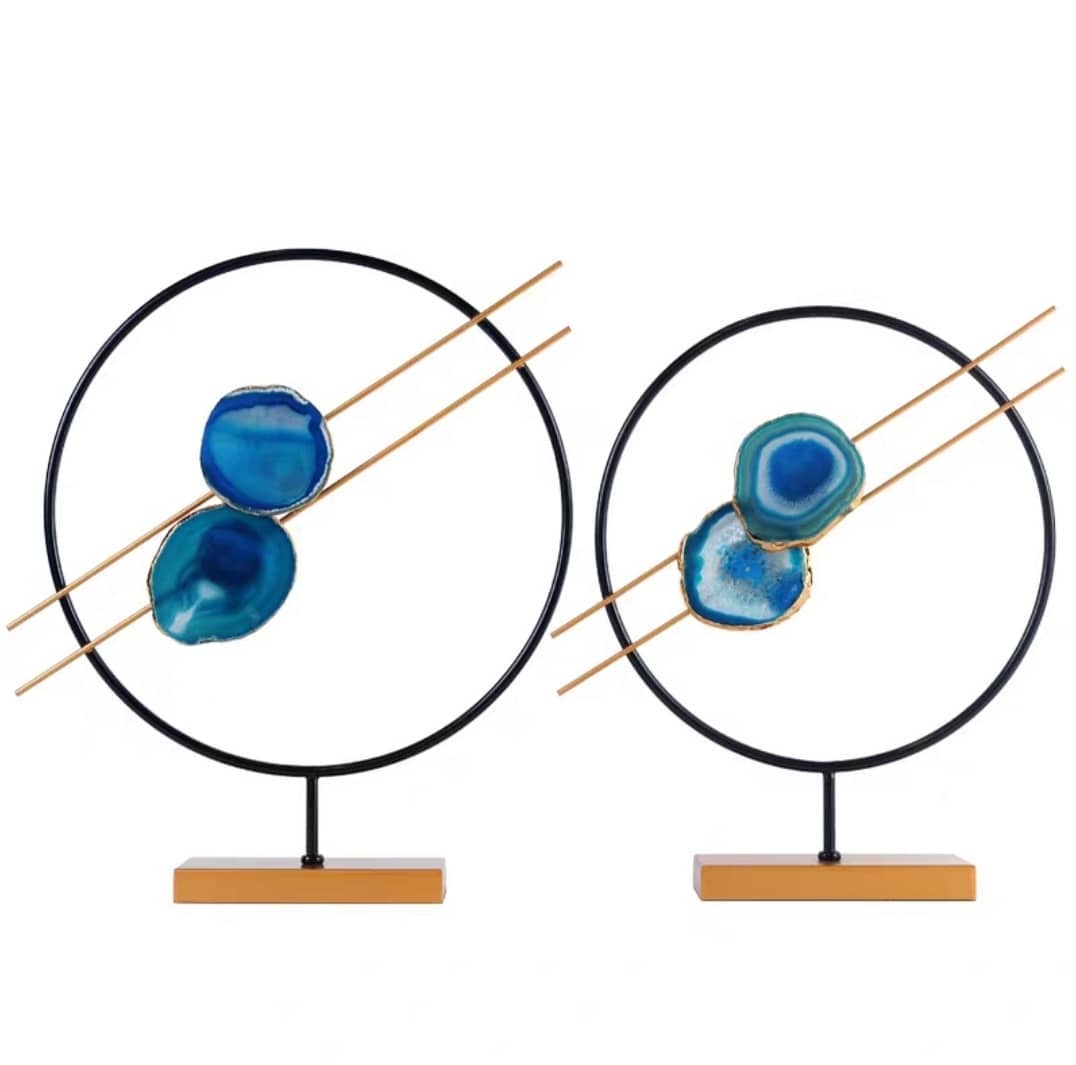 Статуэтка Срезы агата - две созвучные ноты в кольце на подставке S