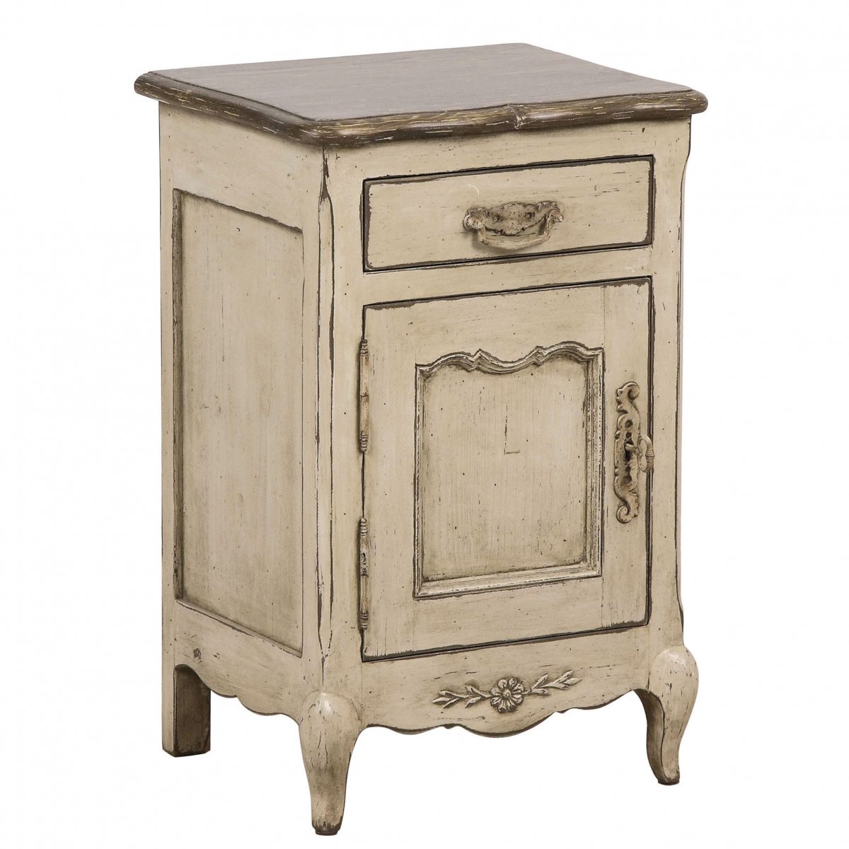 Прикроватная тумба TABLE DE CHEVET EN PIN MASSIF GRIS ARGENTE CHATEAU DXN1HP