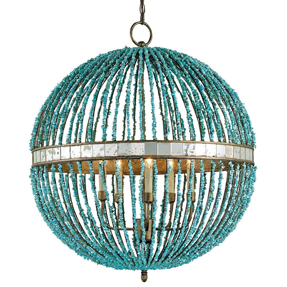 Светильник CURREY AND COMPANY BEADED ORB CHANDELIER — TURQUOISE BLUE