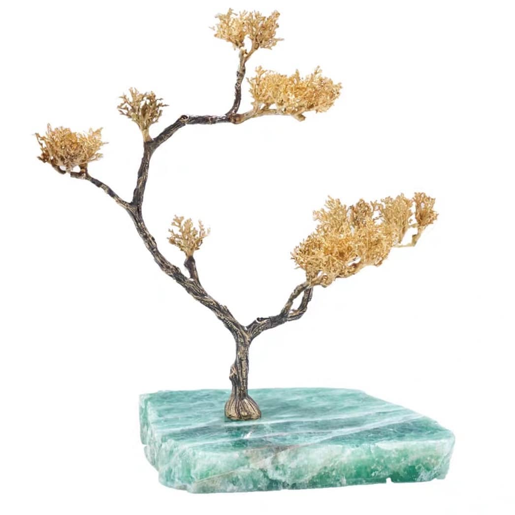 Статуэтка Дерево соцветие метёлка на подставке из флюорита
