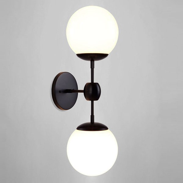 Бра Modo 2 Globes Black and white glass designed by Jason Miller