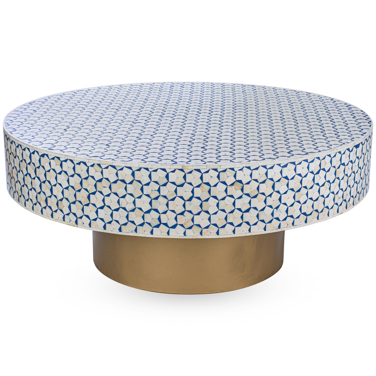 Стол голубой отделка кость BONE INLAY COFFEE TABLE