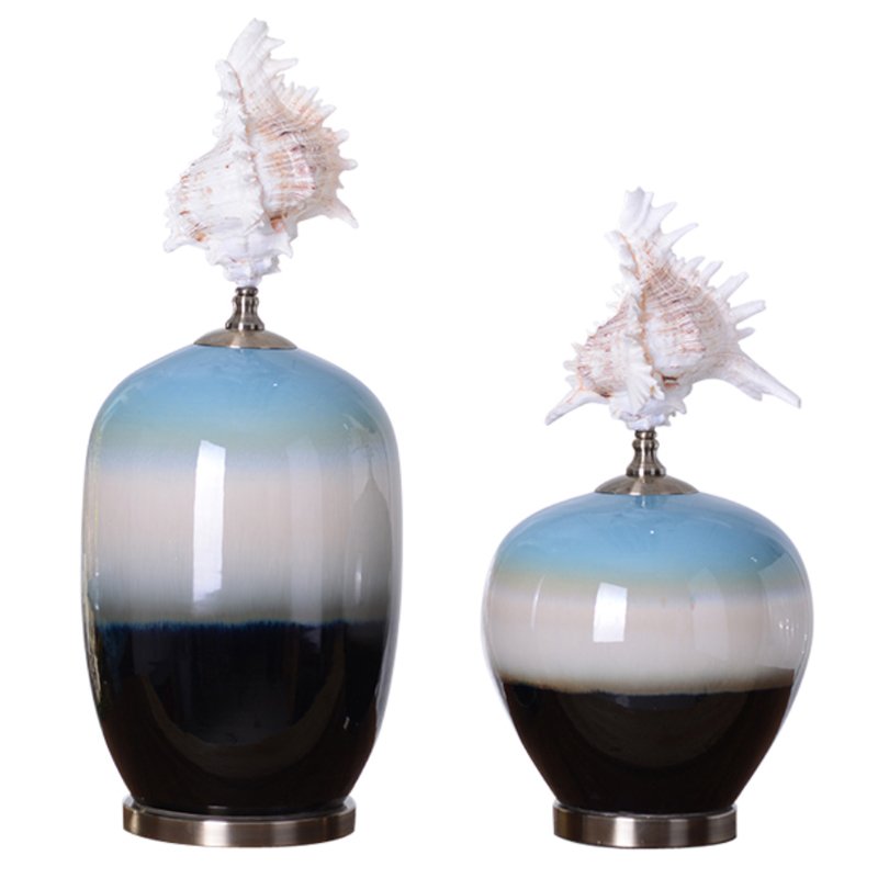 Декоративный сосуд с ракушкой ceramic vessel shell