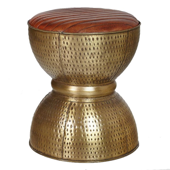 Колониальный пуф из натуральной кожи