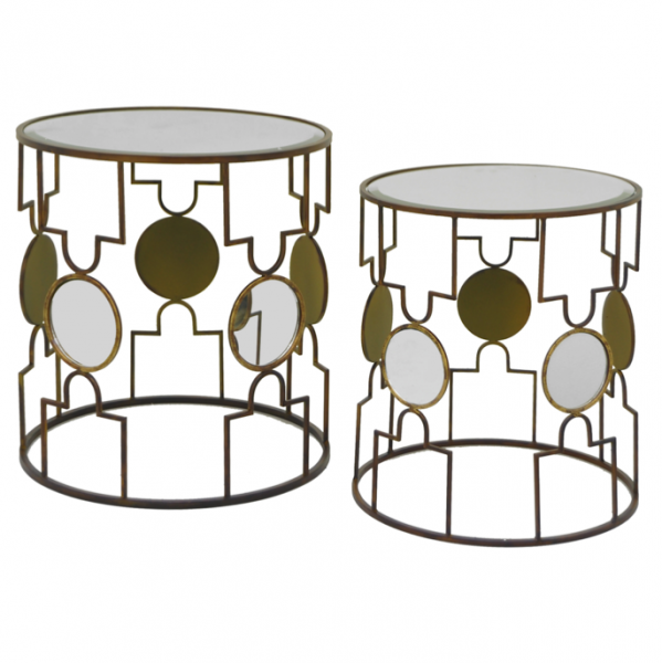 Набор из 2-х дизайнерских столов c зеркальной поверхностью Corona