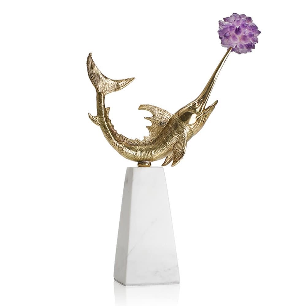 Статуэтка Марлинчик с аметистом на подставке из мрамора