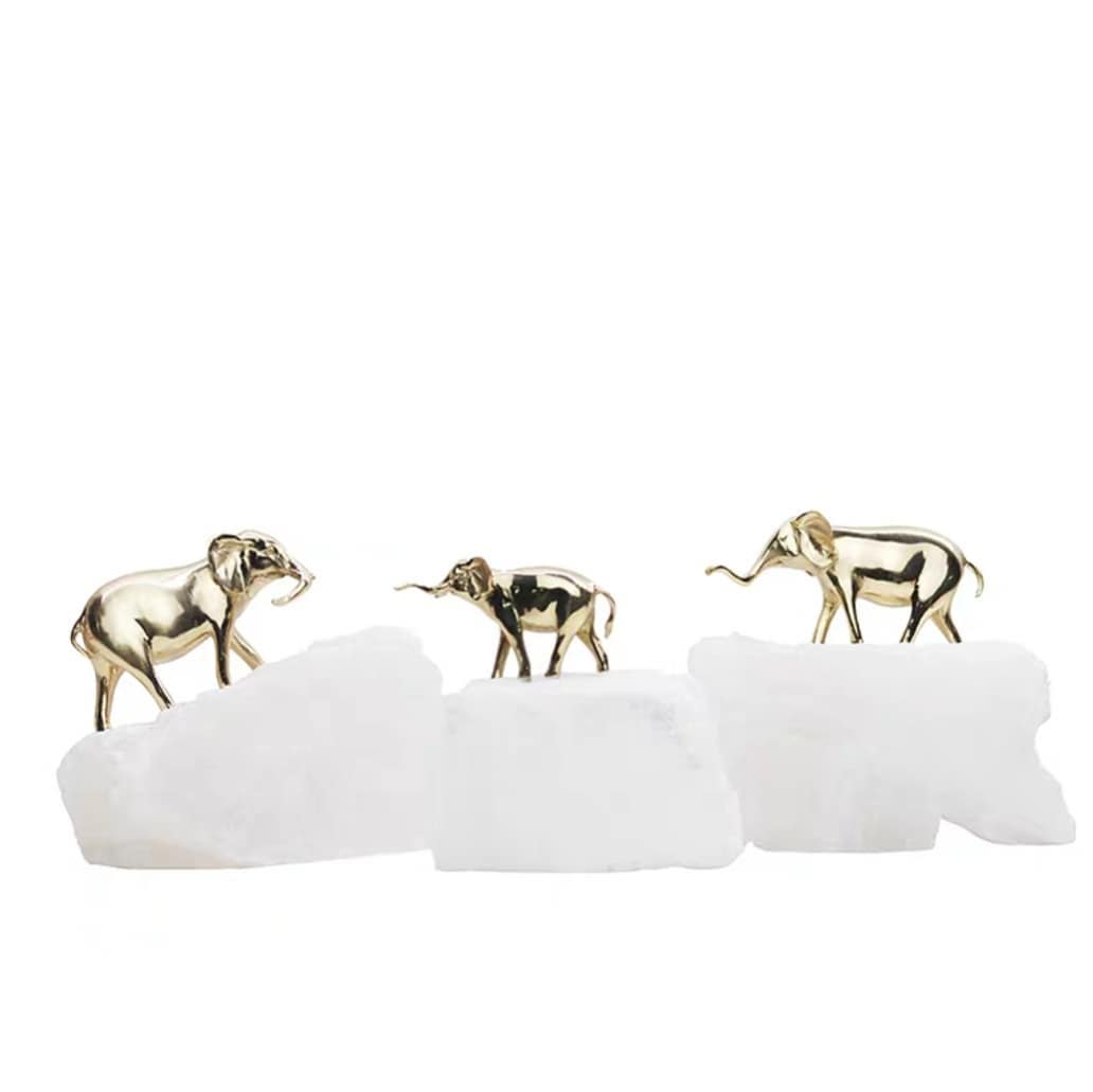 Статуэтка Слоники на кристаллах кварца