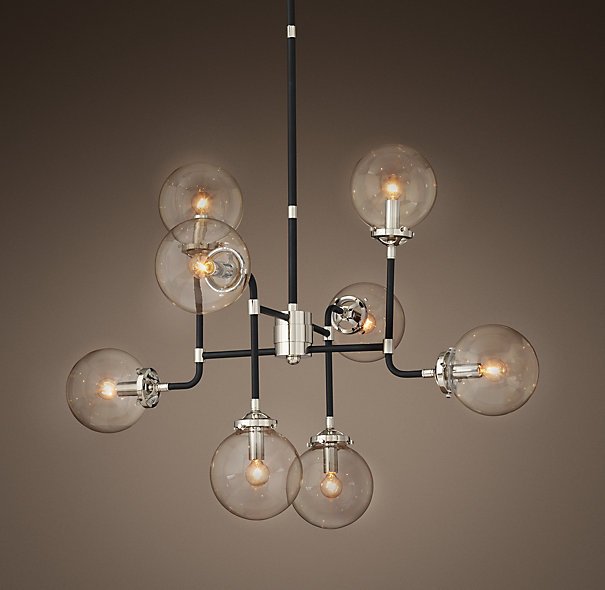 Люстра BISTRO GLOBE CLEAR GLASS SILVER CHANDELIER 8
