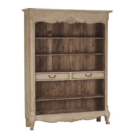 BIBLIOTHEQUE 2 TIROIRS EN PIN GRIS ARGENTE - CHATEAU DPP0