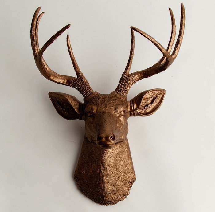 Голова оленя - Бронзовая с бронзовыми рогами
