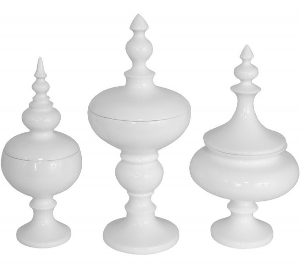 Декоративный сосуд с крышкой Oriental Architecture White