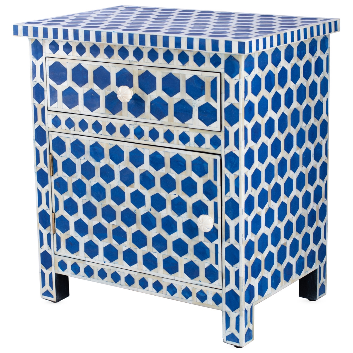 Тумба Midnight Blue Hexagon inlay cupboard 2 Drawer