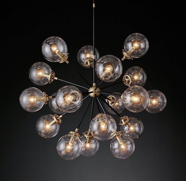 Люстра RH Bistro Globe Clear Glass Burst Chandelier 16