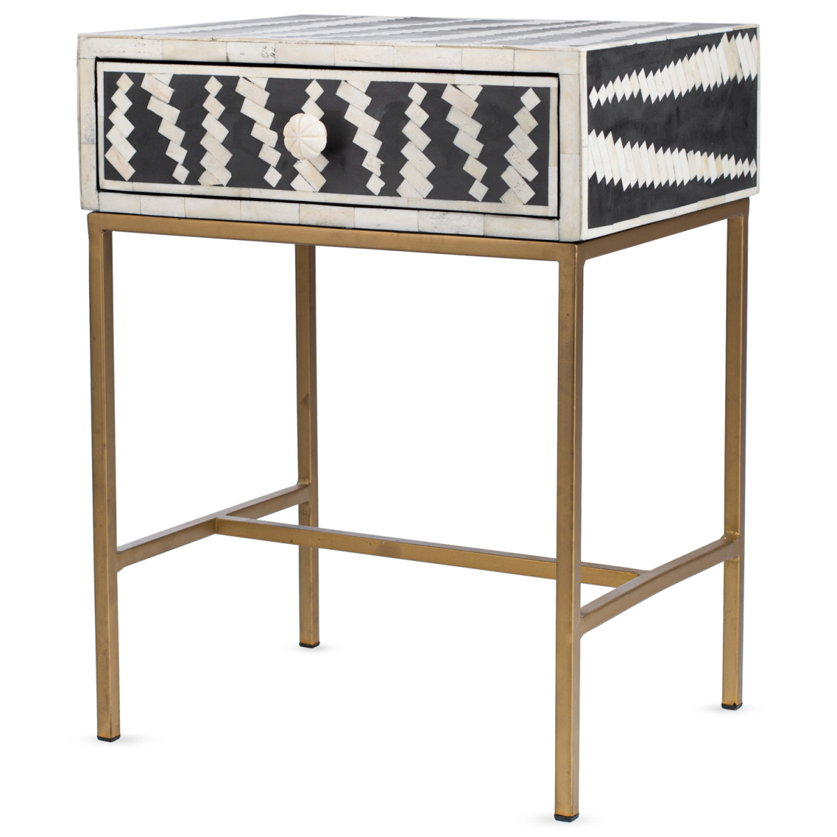 Тумба Mandika Bone Inlay Brass Leg Bedside 1 DRAWER