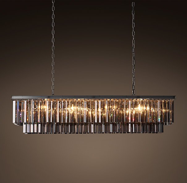 Люстра RH 1920s Odeon Smoke Glass Fringe Grey iron 125