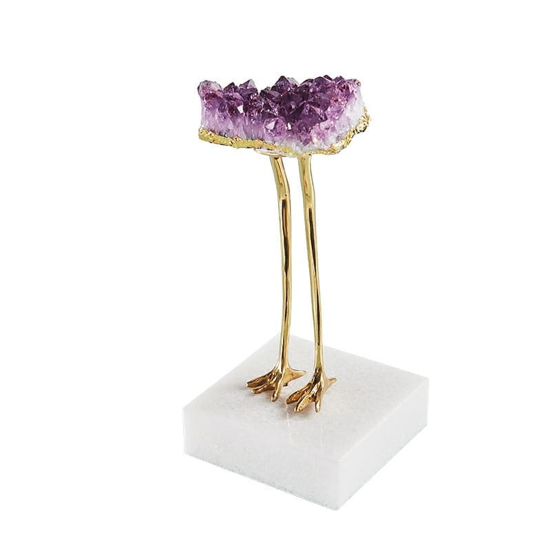 Статуэтка Друзы аметистов на высоких куриных ножках на подставке