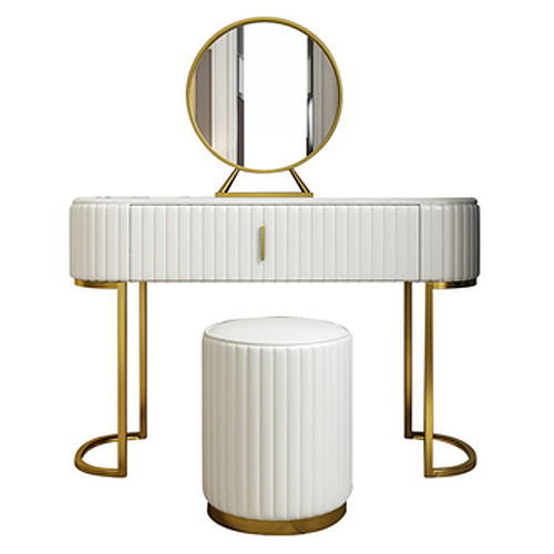 Комплект из туалетного стола, зеркала и пуфа Grooved Chic