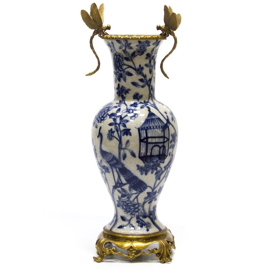 Ваза Blue Peacock & Bronze Dragonflies