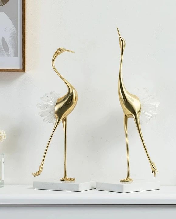 Статуэтка Цапля с горным хрусталем на подставке