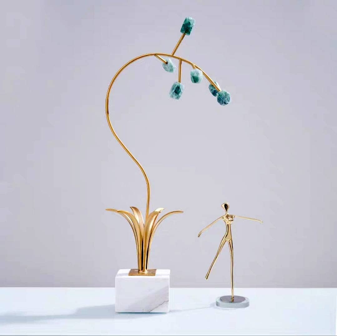 Статуэтка Цветок Флюоринтин на мраморной подставке