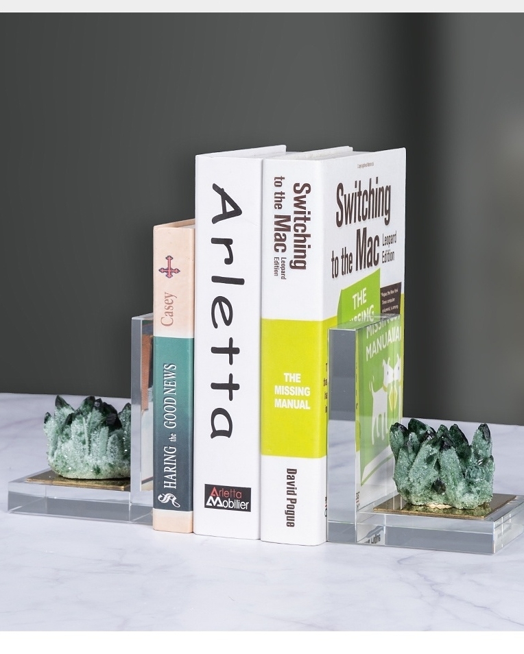 Статуэтка Держатели книг зеленый кварц подставке латунь стекло