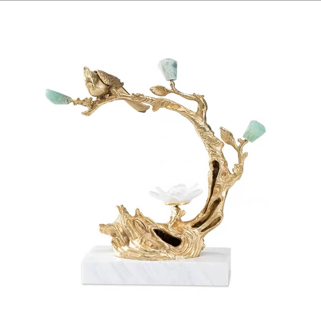 Статуэтка Птица счастья на ветке с флюоритом на подставке