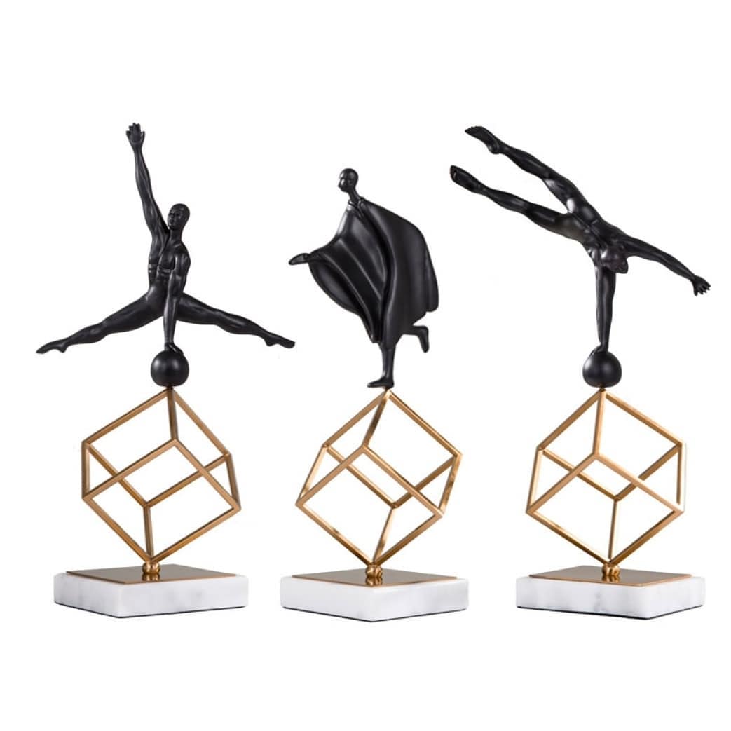 Статуэтка Равновесие на кубе из латуни на подставке