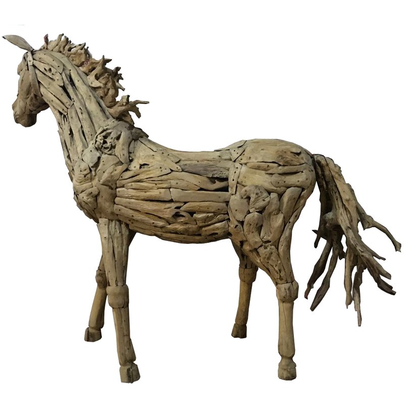 Большой арт-объект лошадь винтажное дерево