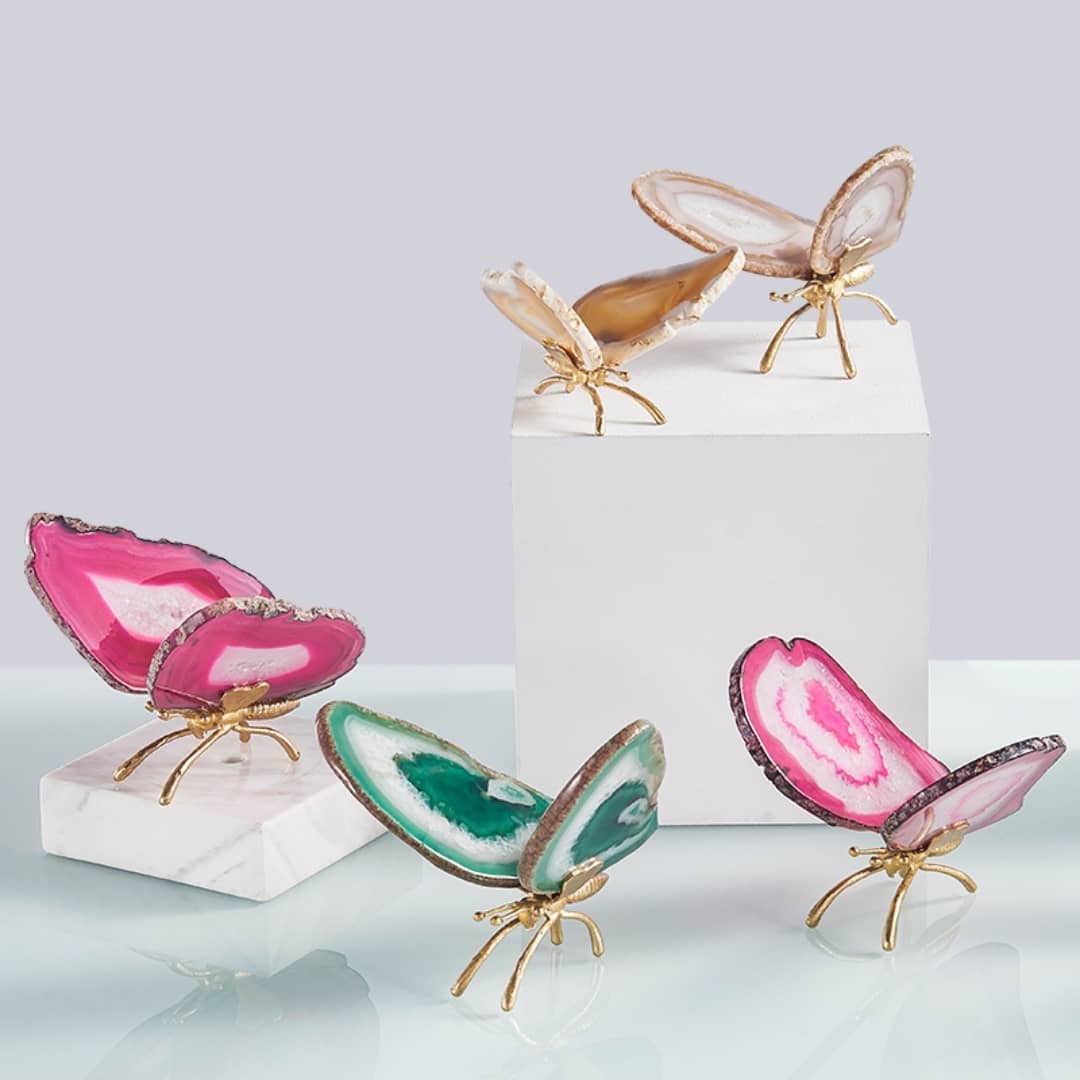 Статуэтка Бабочка с крылышками из срезов агата