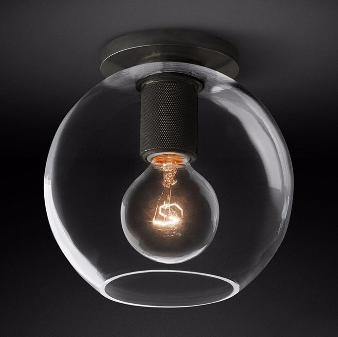 Потолочный светильник RH Utilitaire Globe  Shade Flushmount Black