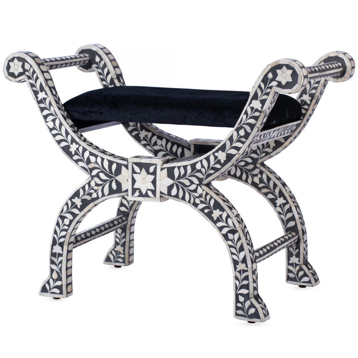 Табурет отделка кость черный BONE INLAY Jenny Stool