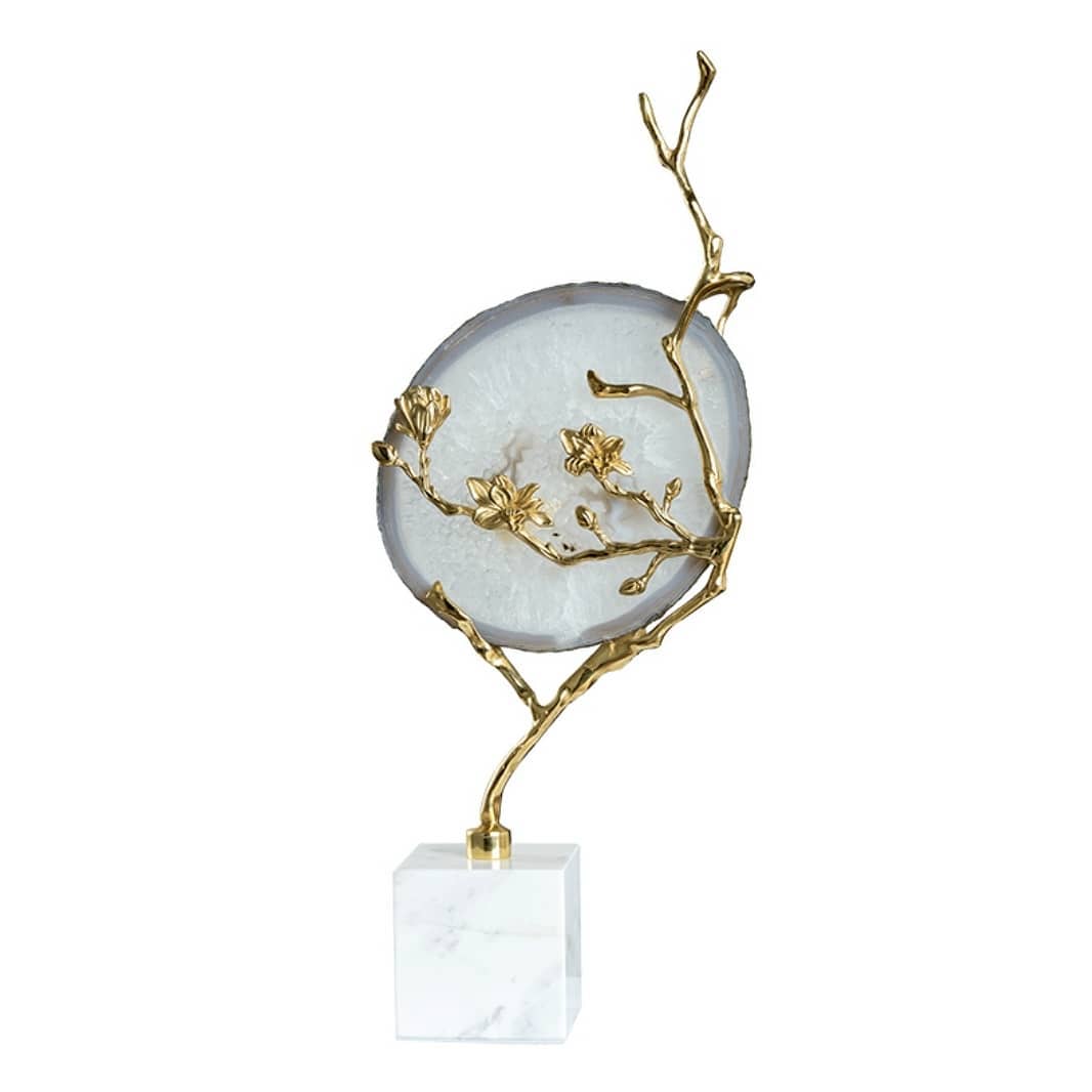 Статуэтка Деревце со срезом агата на мраморной подставке