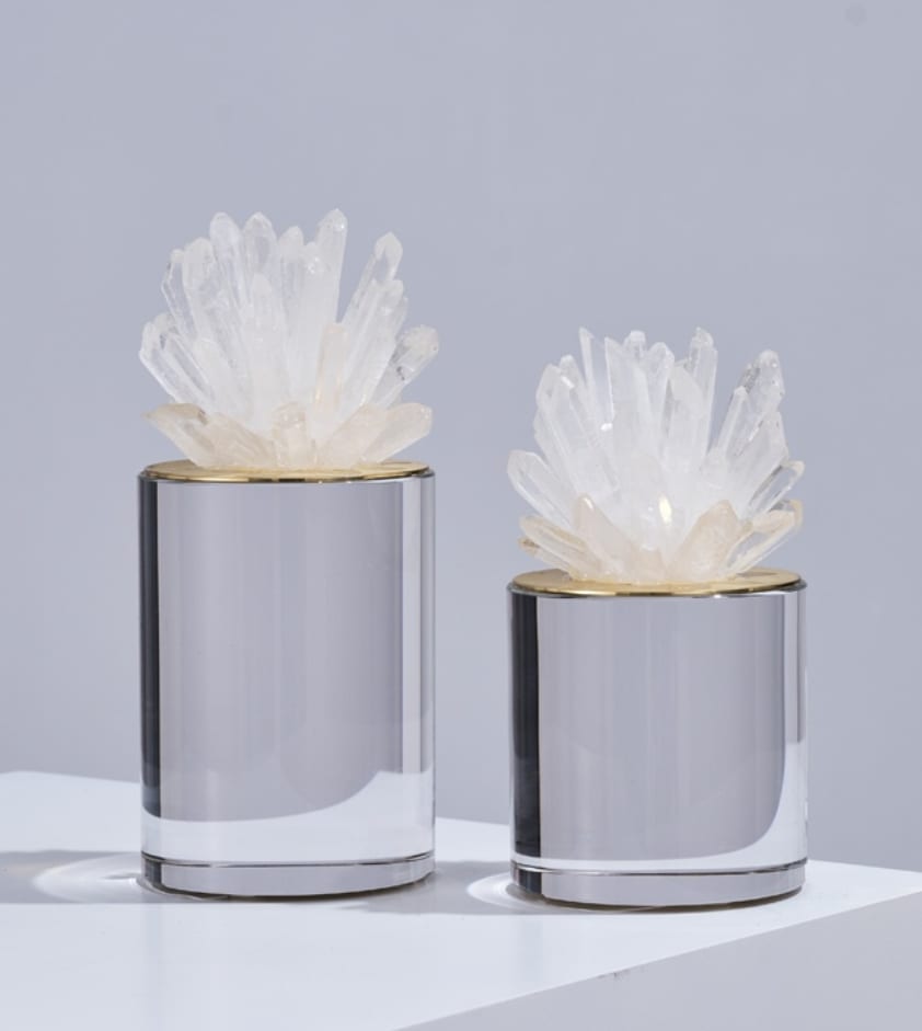 Статуэтка Кристаллы горного хрусталя на цилиндрической подставке