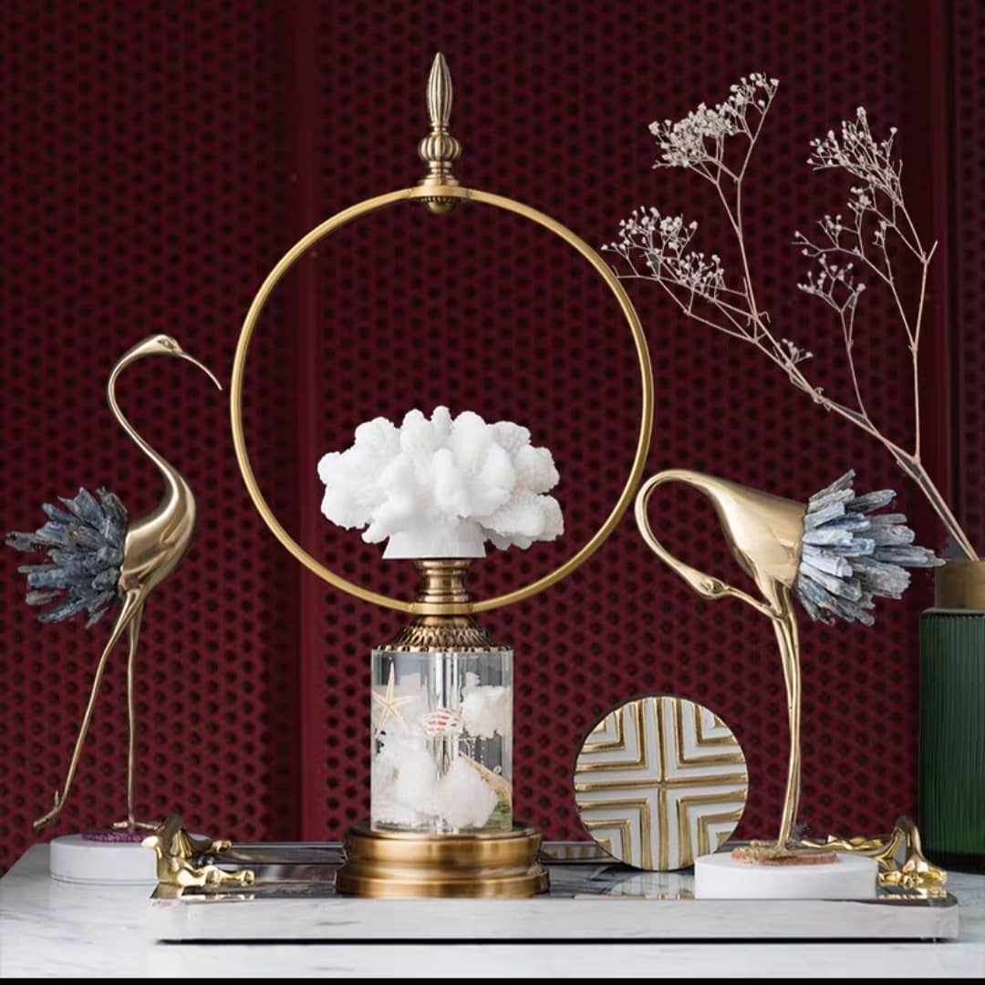 Статуэтка Коралл в кольце меди и морские звёзды на подставке