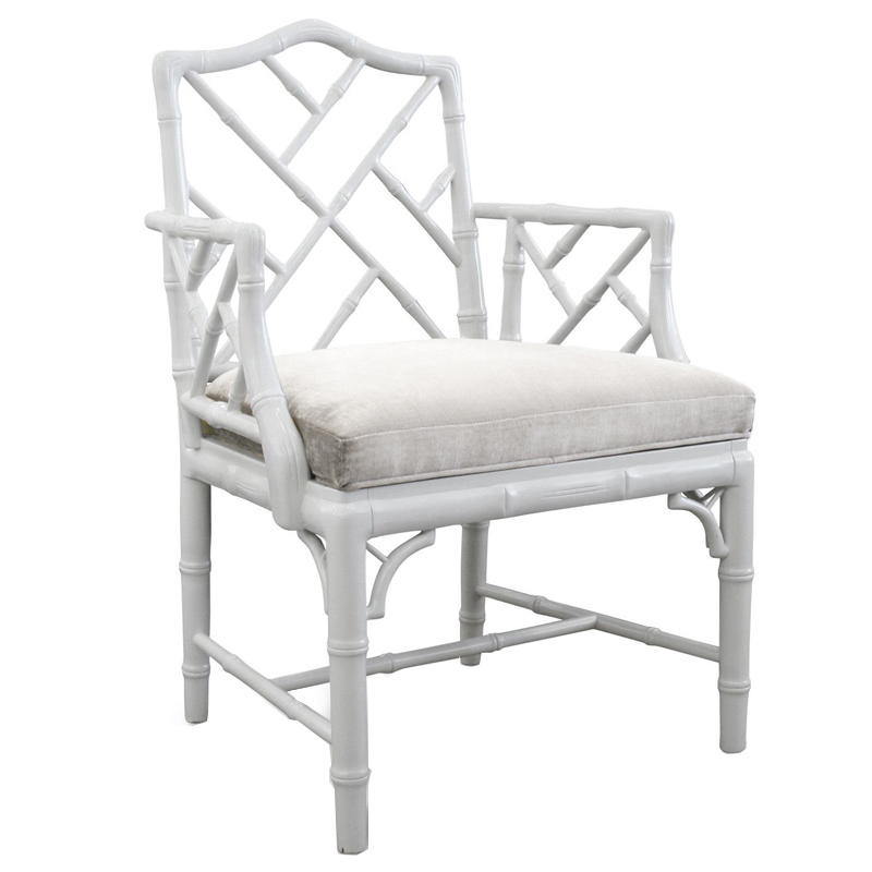 White Chippendale Arm Chair