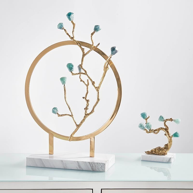Статуэтка Денежное дерево из флюорита на подставке из мрамора S