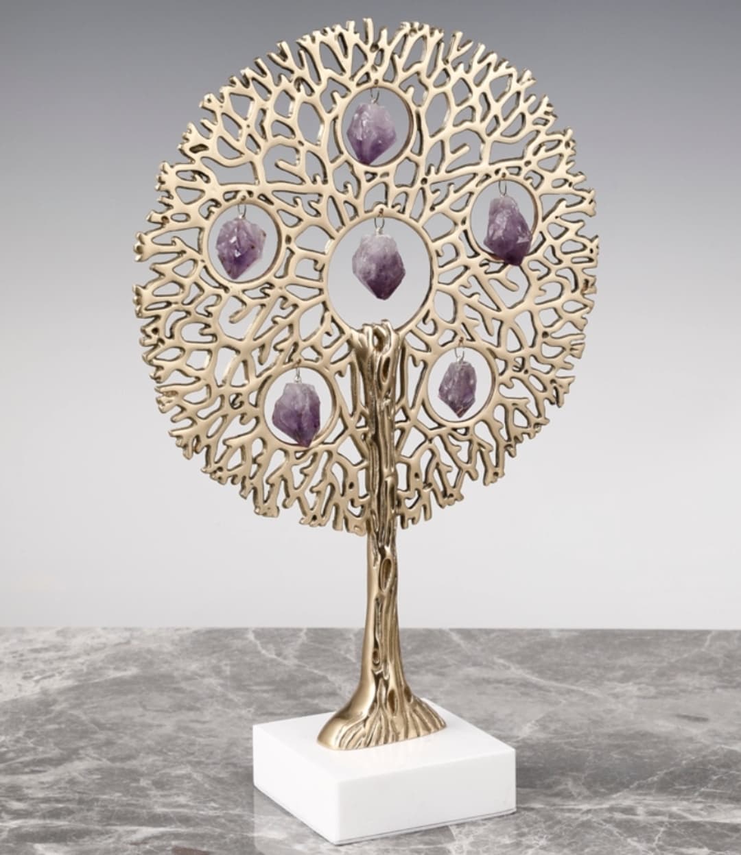 Статуэтка Дерево-Звезда с аметистами на подставке