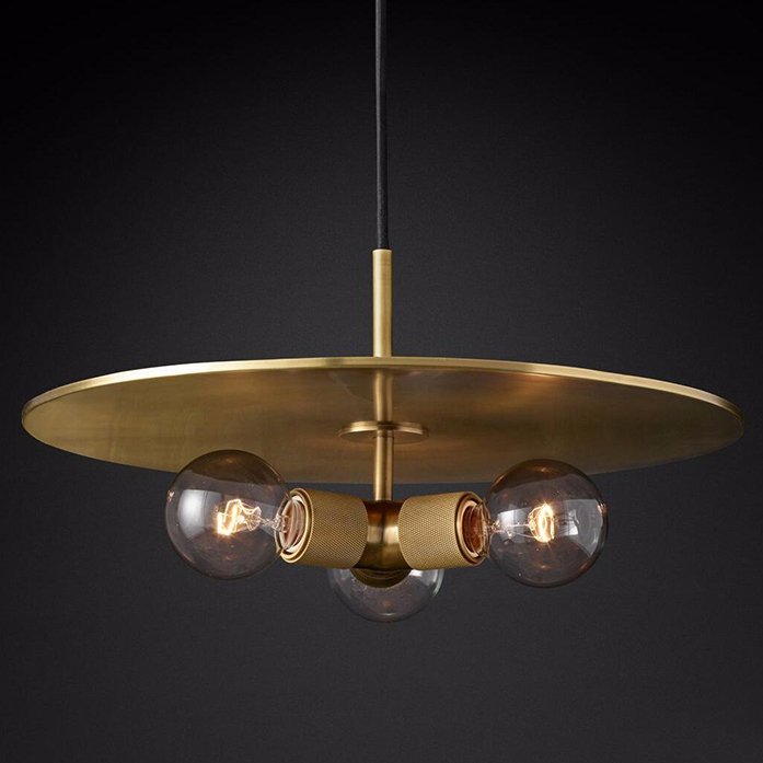 Подвесной светильник RH Utilitaire Disk Triple Pendant Brass