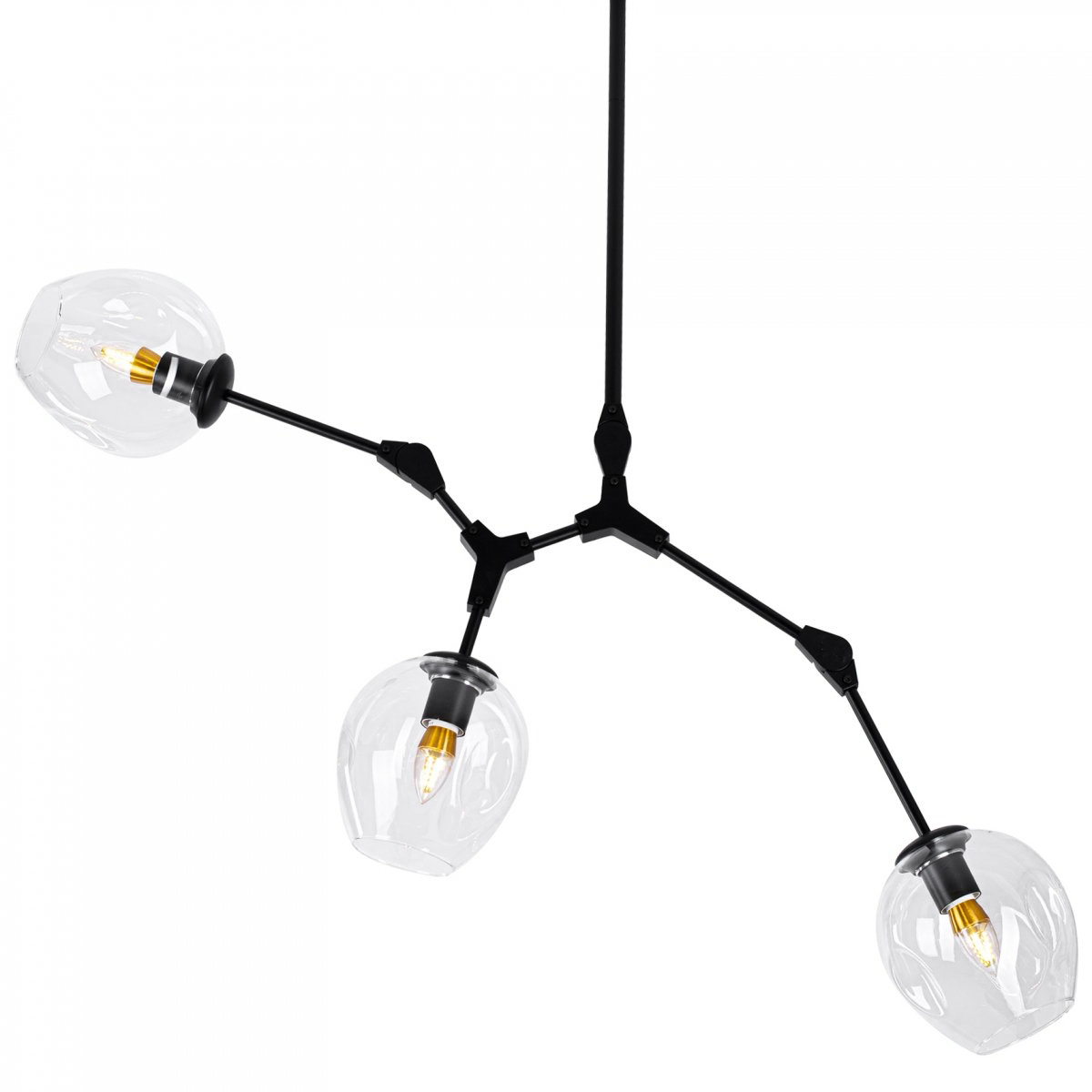 Люстра Сrumpled Glass Bubble Chandelier Black 3 плафона