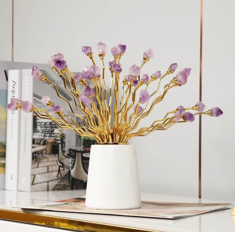 Статуэтка Россыпь аметистов в мраморной подставке M