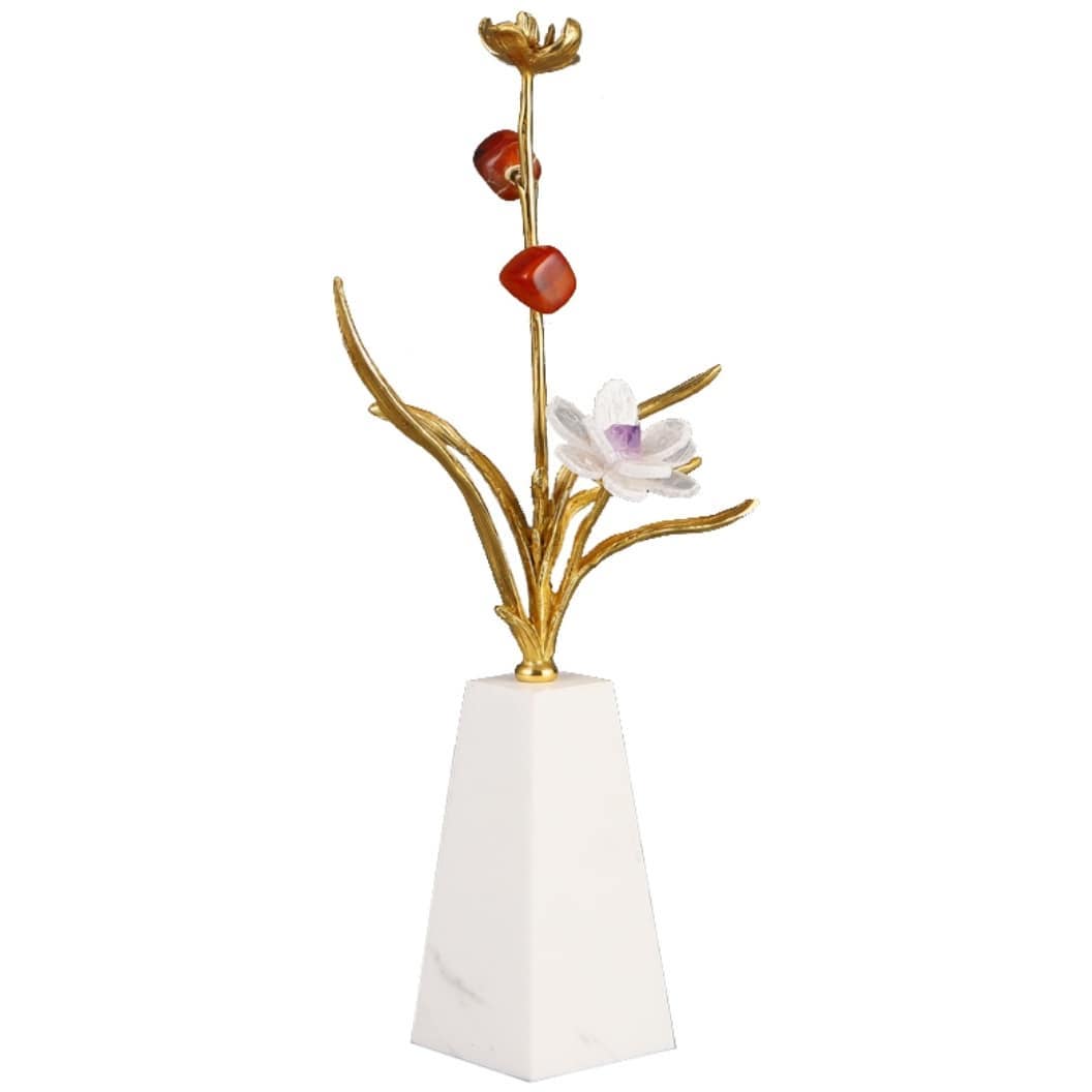 Статуэтка Ветка с красным агатом на подставке