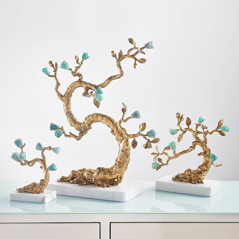 Статуэтка Денежное дерево из флюорита на подставке из мрамора L