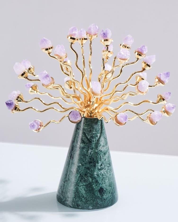 Статуэтка Россыпь аметистов в мраморной подставке S