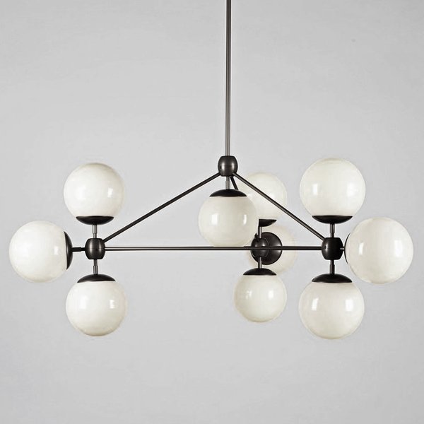 Modo 10 Globes Chandelier Black and White Glass  designed by Jason Miller