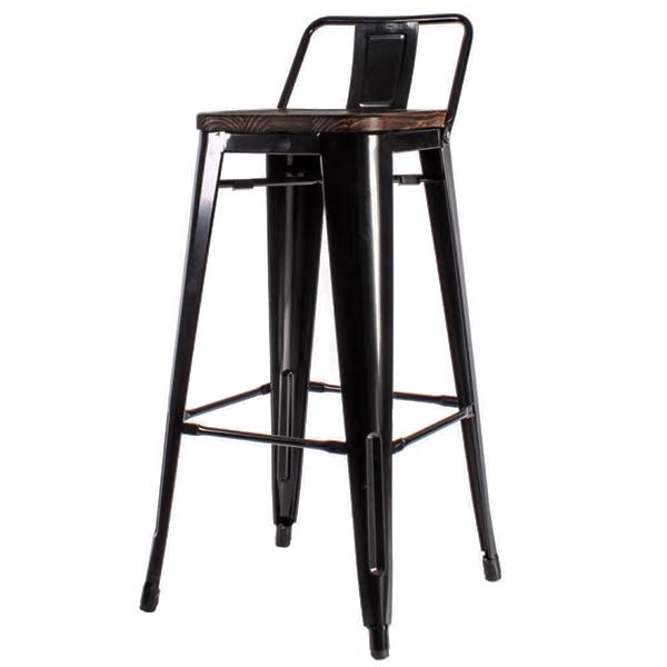 Барный стул Tolix Bar Stool 75 Backed Wood Black designed by Xavier Pauchard in 1934