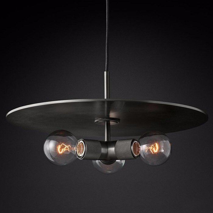 Подвесной светильник RH Utilitaire Disk Triple Pendant Black