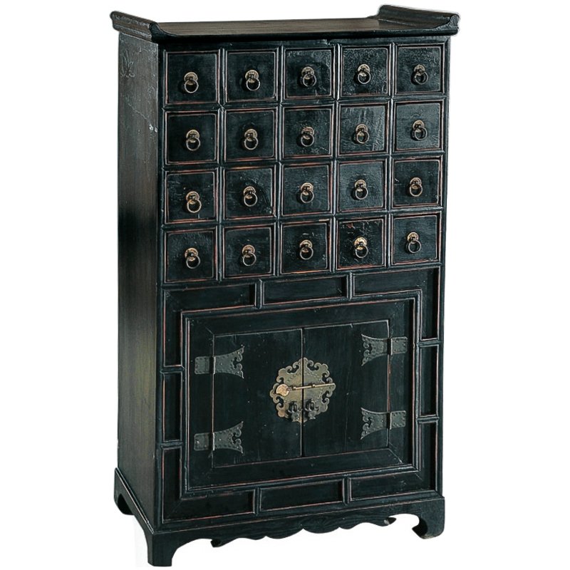 Китайский черный комод Strongbox